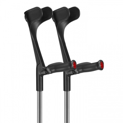 Ossenberg Open-Cuff Comfort-Grip Adjustable Grey Crutches (Pair)