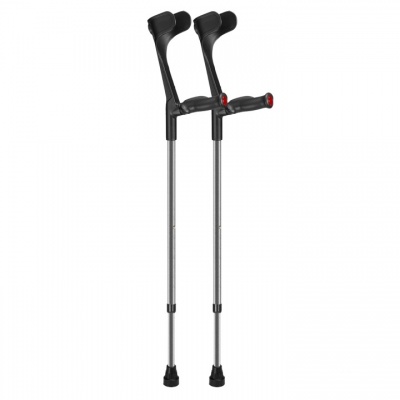 Ossenberg Open-Cuff Comfort-Grip Adjustable Grey Crutches (Pair)