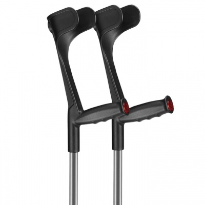 Ossenberg Open-Cuff Soft-Grip Adjustable Grey Crutches (Pair)