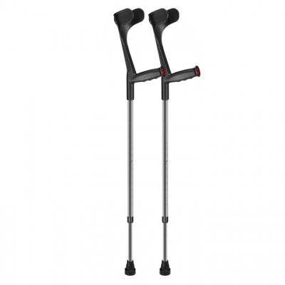 Ossenberg Open-Cuff Soft-Grip Adjustable Grey Crutches (Pair)