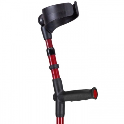 Ossenberg Closed-Cuff Soft-Grip Double-Adjustable Metallic Red Crutch