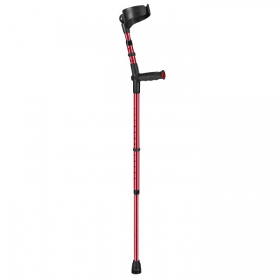 Ossenberg Closed-Cuff Soft-Grip Double-Adjustable Metallic Red Crutch