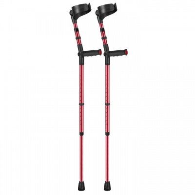 Ossenberg Closed-Cuff Soft-Grip Double-Adjustable Metallic Red Crutches (Pair)