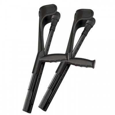 Ossenberg Open Cuff Carbon Folding Soft Grip Black Crutches (Pair)