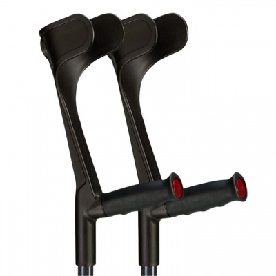 Ossenberg Open Cuff Carbon Folding Soft Grip Black Crutches (Pair)