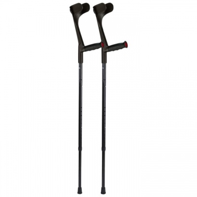 Ossenberg Open Cuff Carbon Folding Soft Grip Black Crutches (Pair)
