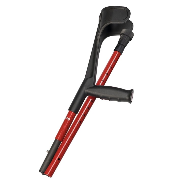 Ossenberg Open Cuff Carbon Folding Soft Grip Red Crutch (Single)