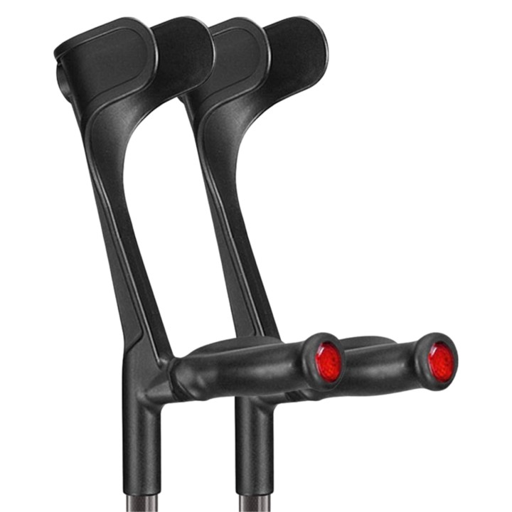 Ossenberg Open Cuff Fibre Folding Comfort Grip Black Crutches (Pair)