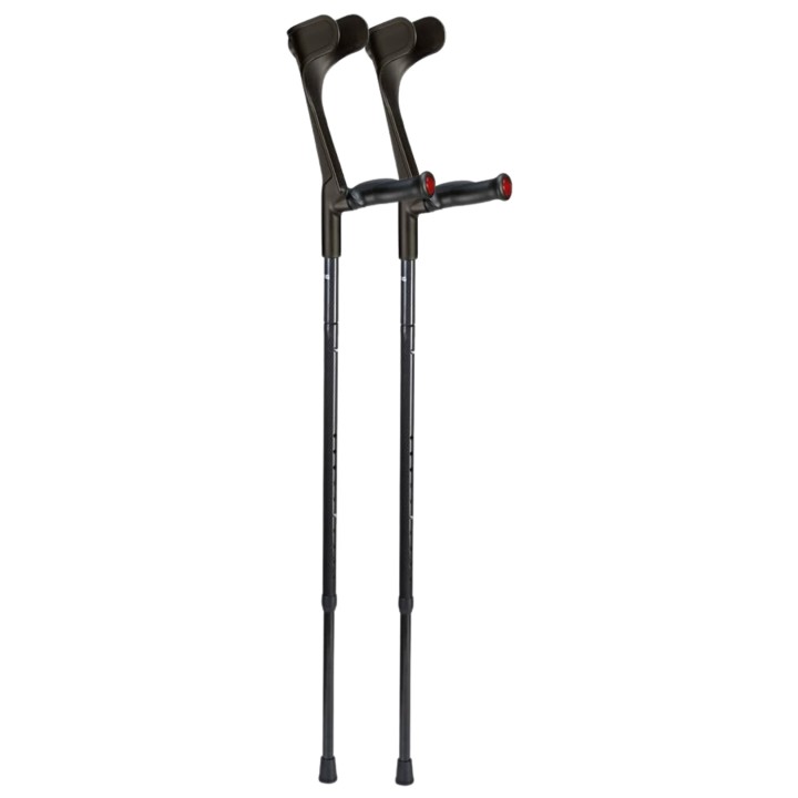 Ossenberg Open Cuff Fibre Folding Comfort Grip Black Crutches (Pair)