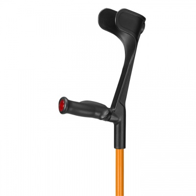 Ossenberg Open-Cuff Comfort-Grip Adjustable Orange Crutch (Left Hand)