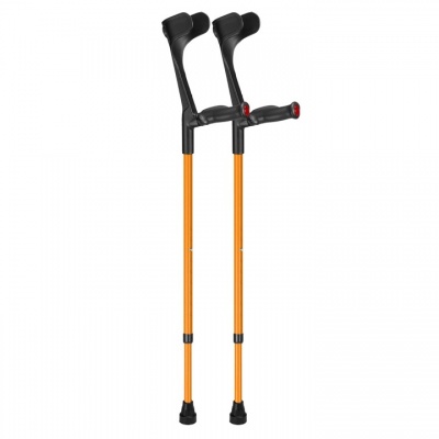 Ossenberg Open-Cuff Comfort-Grip Adjustable Orange Crutches (Pair)