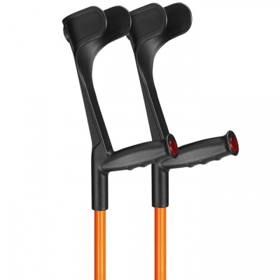 Ossenberg Open-Cuff Soft-Grip Adjustable Orange Crutches (Pair)