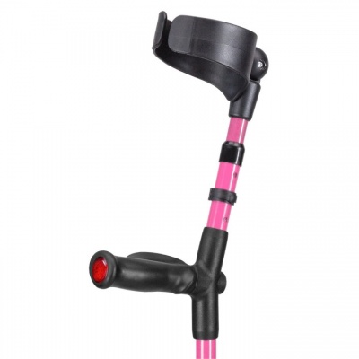 Ossenberg Closed-Cuff Comfort-Grip Double-Adjustable Pink Crutch (Left Hand)