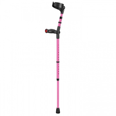 Ossenberg Closed-Cuff Comfort-Grip Double-Adjustable Pink Crutch (Left Hand)