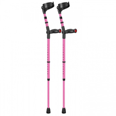 Ossenberg Closed-Cuff Comfort-Grip Double-Adjustable Pink Crutches (Pair)