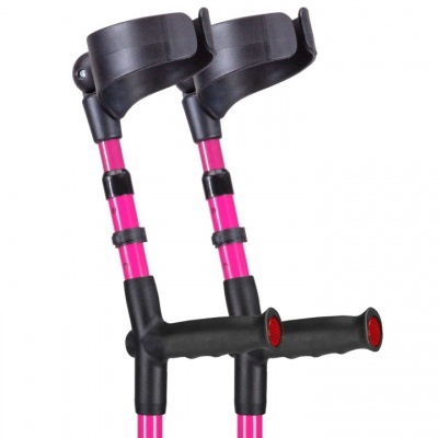 Ossenberg Closed-Cuff Soft-Grip Double-Adjustable Pink Crutches (Pair)