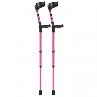 Ossenberg Closed-Cuff Soft-Grip Double-Adjustable Pink Crutches (Pair)