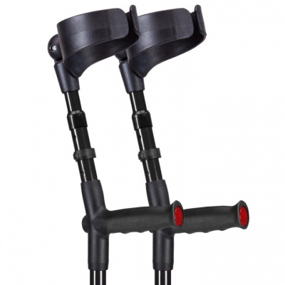 Ossenberg Closed-Cuff Soft-Grip Double-Adjustable Black Crutches (Pair)