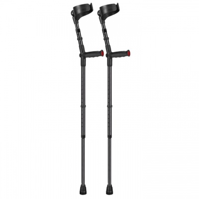 Ossenberg Closed-Cuff Soft-Grip Double-Adjustable Black Crutches (Pair)