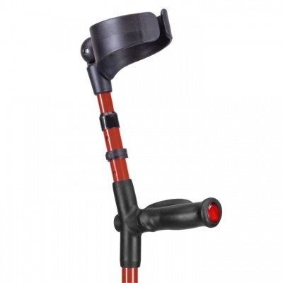 Ossenberg Closed-Cuff Comfort-Grip Double-Adjustable Red Crutch (Right Hand)