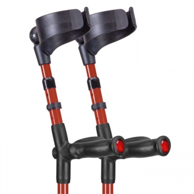 Ossenberg Closed-Cuff Comfort-Grip Double-Adjustable Red Crutches (Pair)