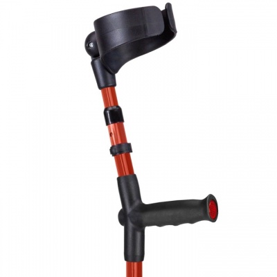 Ossenberg Closed-Cuff Soft-Grip Double-Adjustable Red Crutch