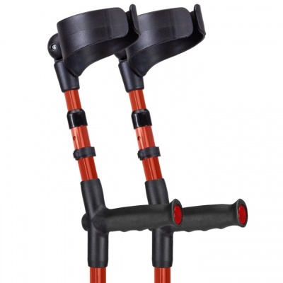 Ossenberg Closed-Cuff Soft-Grip Double-Adjustable Red Crutches (Pair)