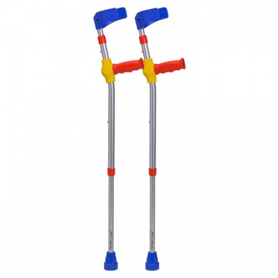 Ossenberg Open-Cuff  Soft-Grip Double-Adjustable Red Children's Crutches (Pair)