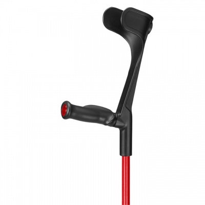 Ossenberg Open-Cuff Comfort-Grip Adjustable Red Crutch (Left Hand)