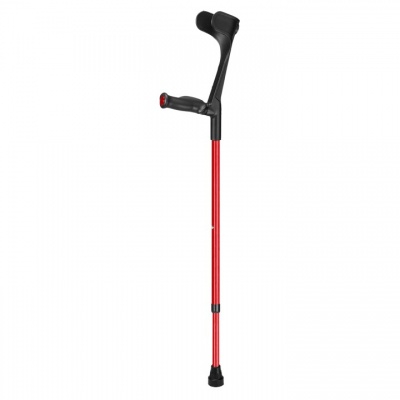 Ossenberg Open-Cuff Comfort-Grip Adjustable Red Crutch (Left Hand)