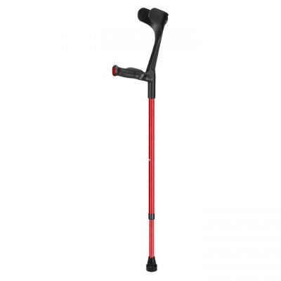 Ossenberg Open-Cuff Comfort-Grip Adjustable Red Crutch (Left Hand)