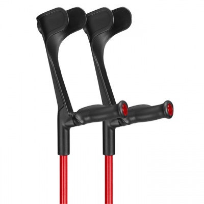 Ossenberg Open-Cuff Comfort-Grip Adjustable Red Crutches (Pair)