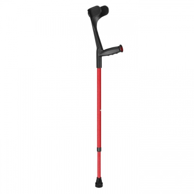 Ossenberg Open-Cuff Soft-Grip Adjustable Red Crutch