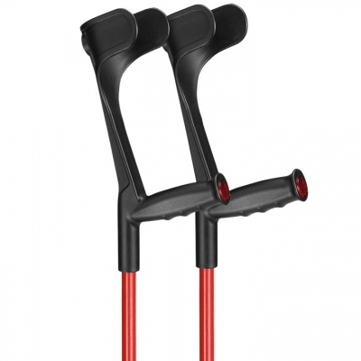 Ossenberg Open-Cuff Soft-Grip Adjustable Red Crutches (Pair)