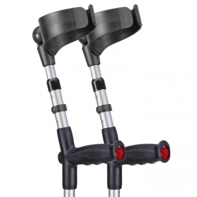 Ossenberg Closed-Cuff Soft-Grip Double-Adjustable Silver Crutches (Pair)