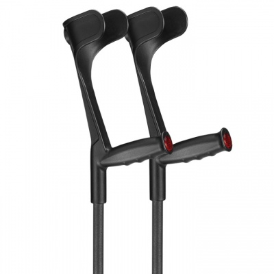 Ossenberg Open-Cuff Soft-Grip Adjustable Textured Black Crutches (Pair)