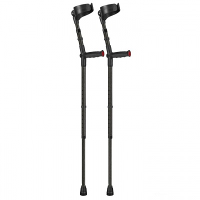 Ossenberg Closed-Cuff Soft-Grip Double-Adjustable Textured Black Crutches (Pair)