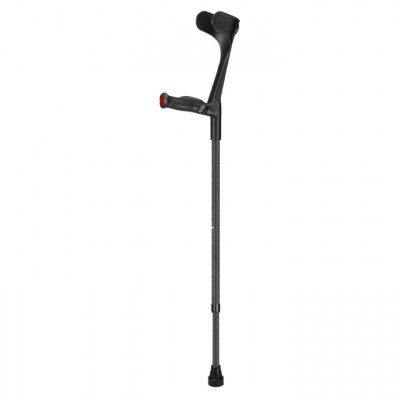 Ossenberg Open-Cuff Comfort-Grip Adjustable Textured Black Crutch (Left Hand)