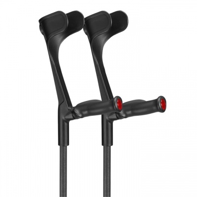 Ossenberg Open-Cuff Comfort-Grip Adjustable Textured Black Crutches (Pair)