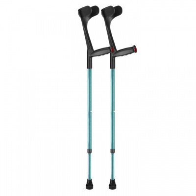 Ossenberg Open-Cuff Soft-Grip Adjustable Turquoise Crutches (Pair)