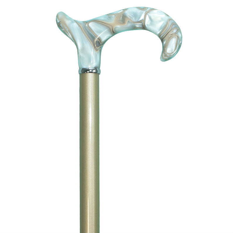 Turquoise Pearl Marble Effect Derby Walking Cane