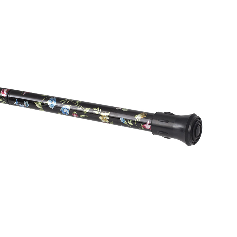 Orthopaedic Black Floral Walking Cane WalkingSticks.co.uk