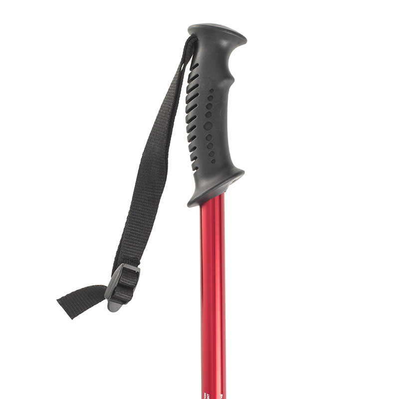 Red Height-Adjustable Hiking Pole with Contoured Handle