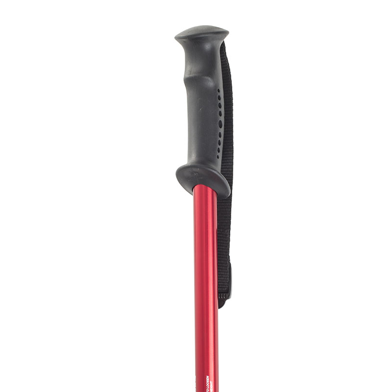 Red Height-Adjustable Hiking Pole with Contoured Handle