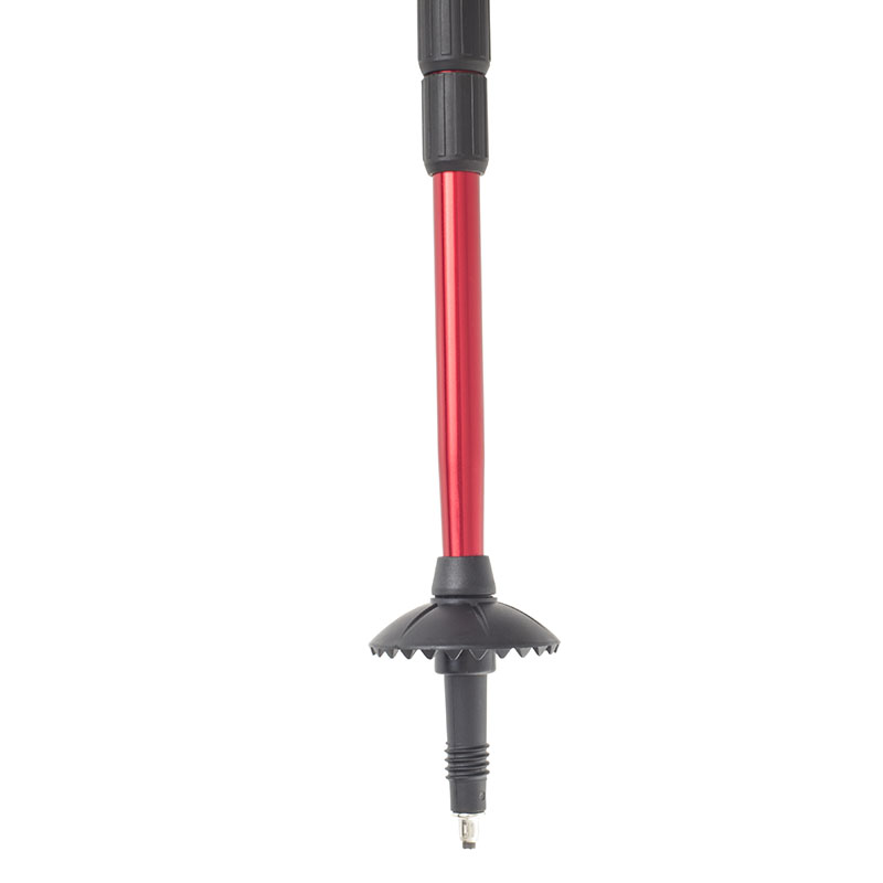 Red Height-Adjustable Hiking Pole with Contoured Handle