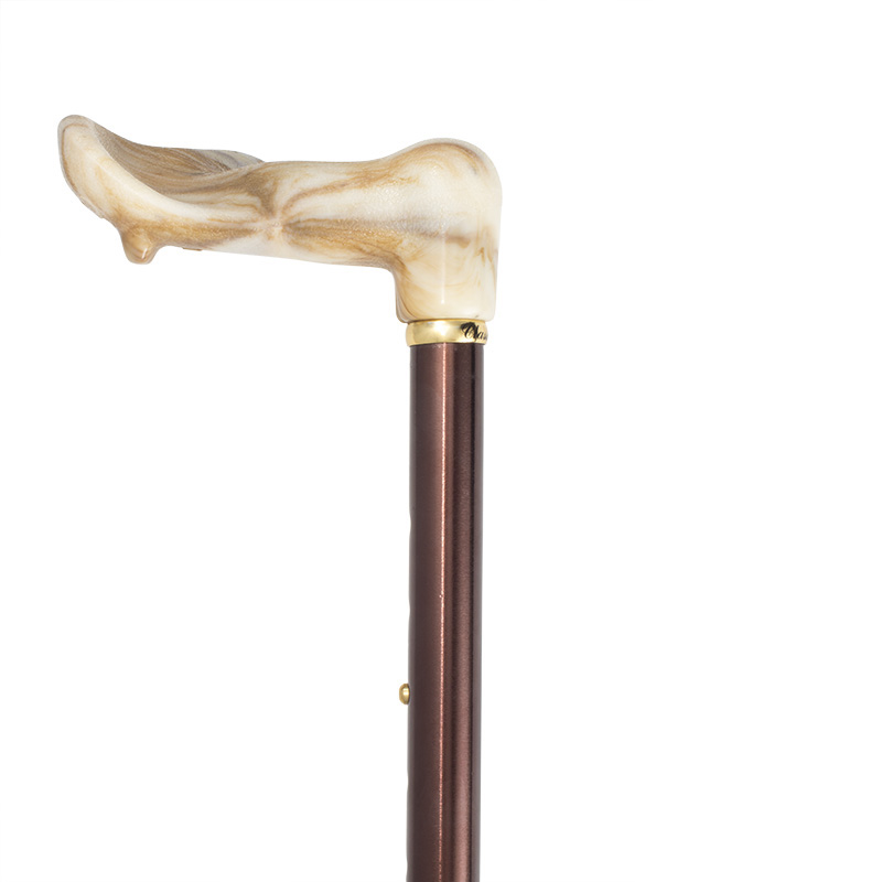 Left-Handed Adjustable Folding Coffee Brown Orthopaedic Walking Cane