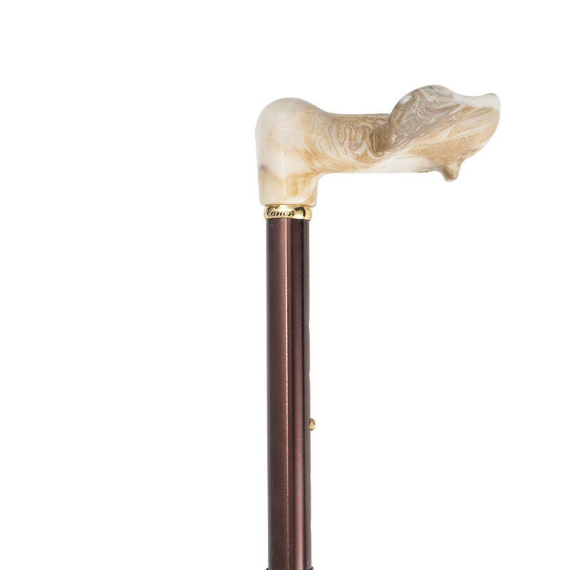 Left-Handed Adjustable Folding Coffee Brown Orthopaedic Walking Cane