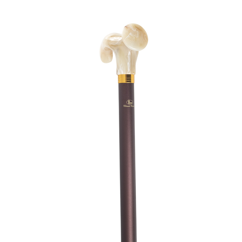 Right-Handed Adjustable Relax-Grip Marbled Cream Orthopaedic Walking Cane