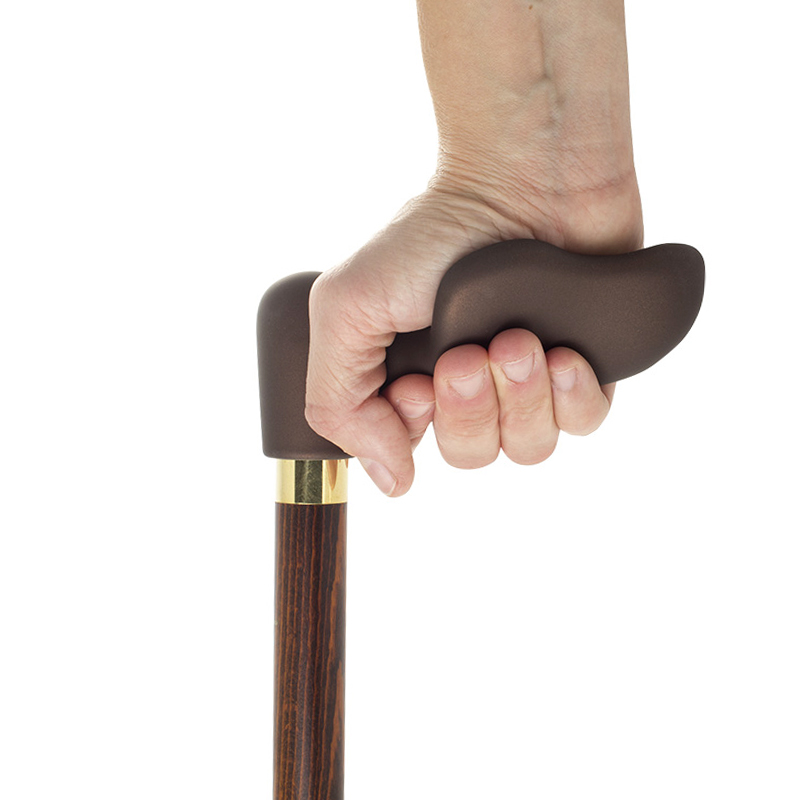 Right-Handed Soft-Touch Fischer Handle Dark Hardwood Orthopaedic Walking Cane