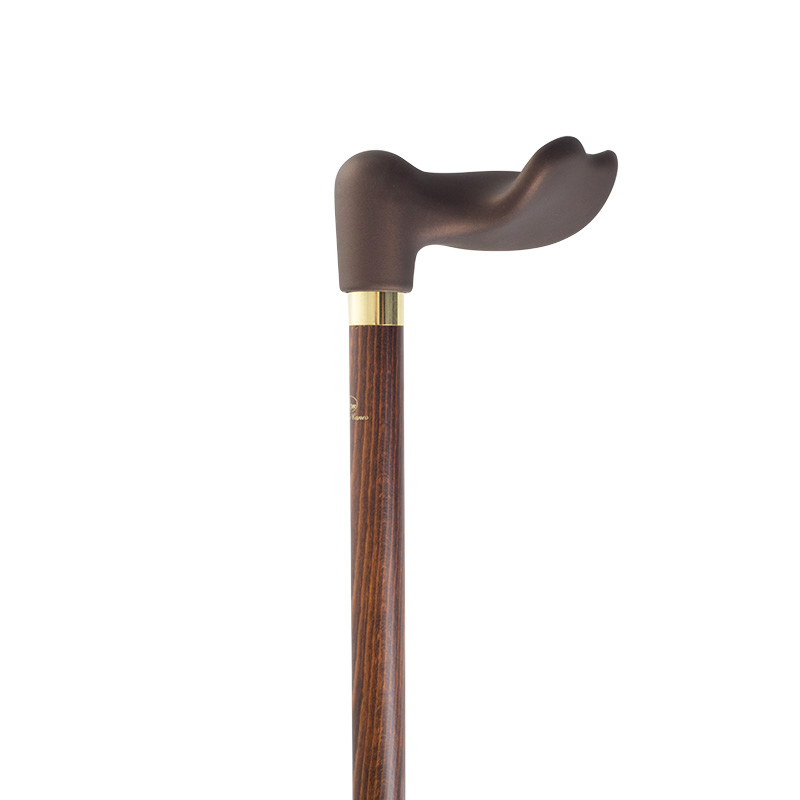 Right-Handed Soft-Touch Fischer Handle Dark Hardwood Orthopaedic Walking Cane